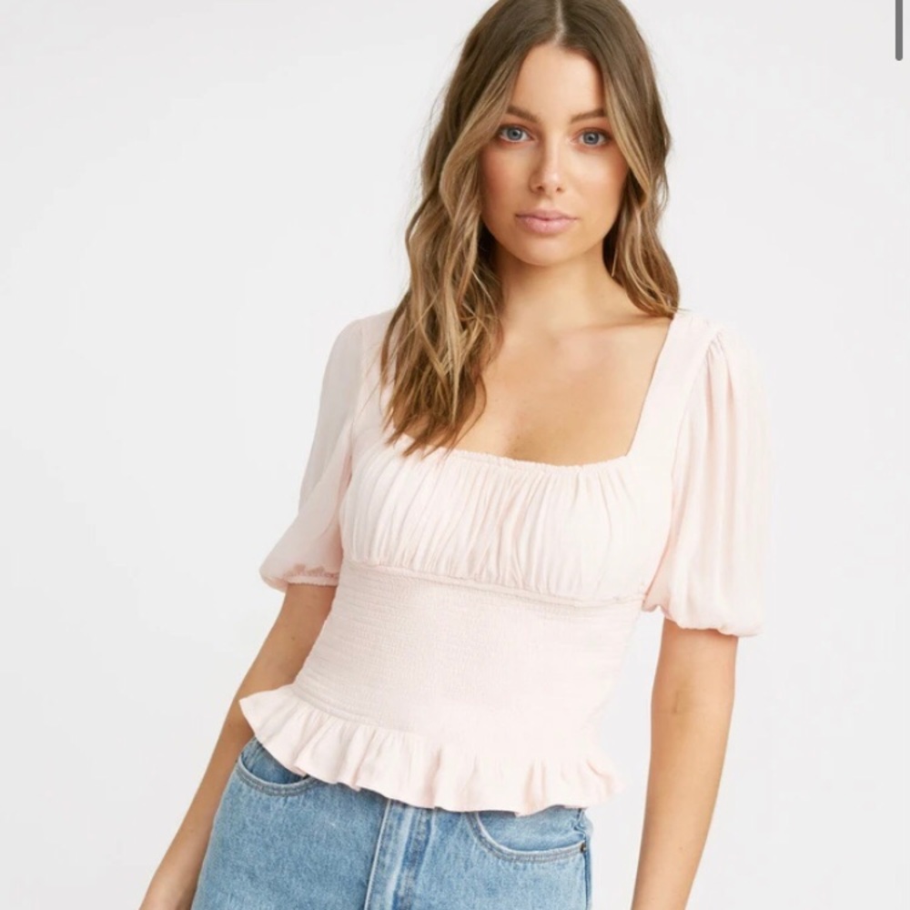 Kookai Sheer Pink Simone Top Size 40